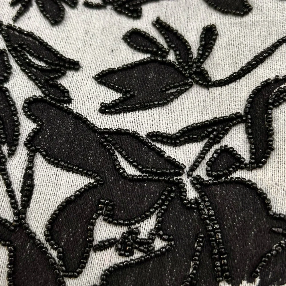 TARGET A New Day Black Off-White Beaded Embroidered Mini Hobo Crescent Bag NEW